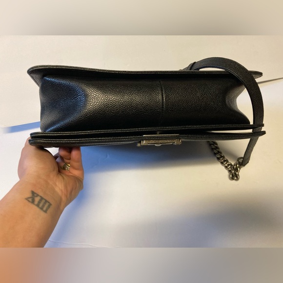 COPY - Chanel Authentic Quilted Genuine Leather Boy Bag Purse Handbag Black Sil… - Picture 4 of 10